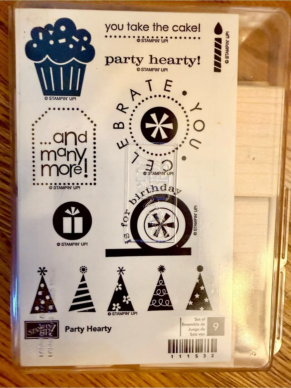 Stampin' Up! Party Hearty Clear Stamp Set - Black & Blue Accents Brand New